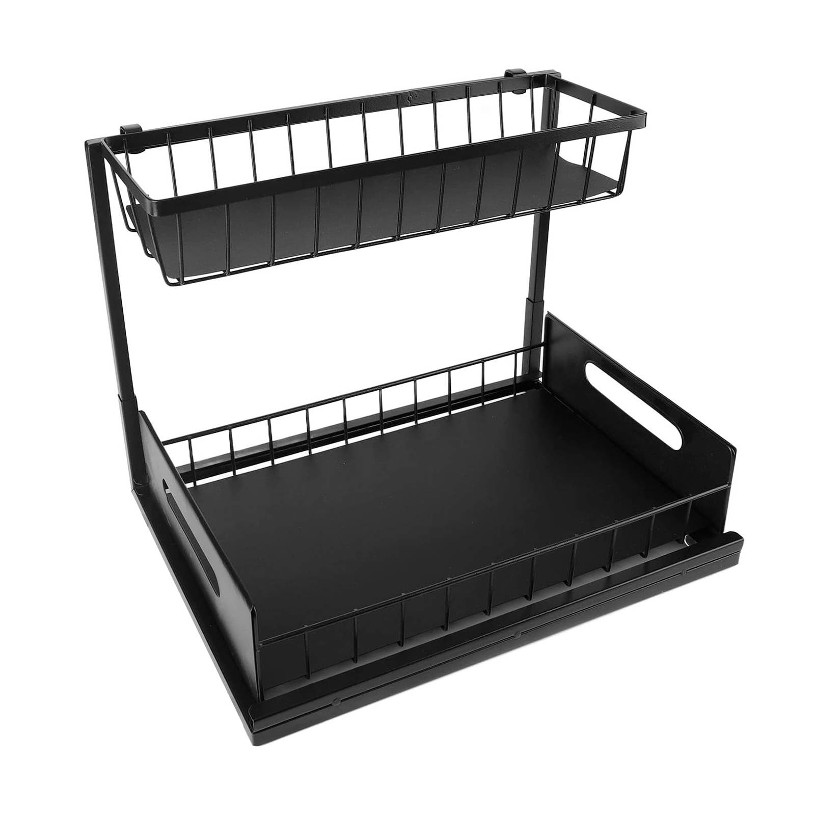 Rangement Sous Évier en Métal Multi-Usages 2 Niveaux Amovible-0