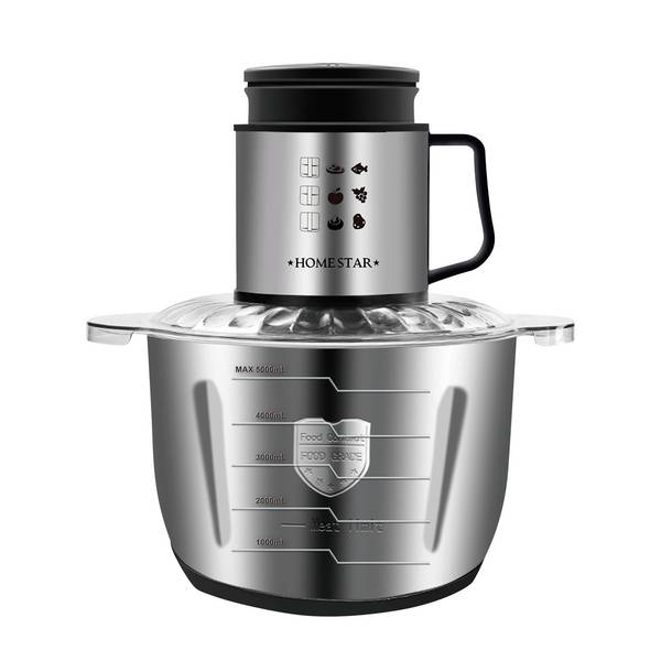 Hachoir Électrique 5 L en Inox pour Viande et Légumes Hachage Rapide