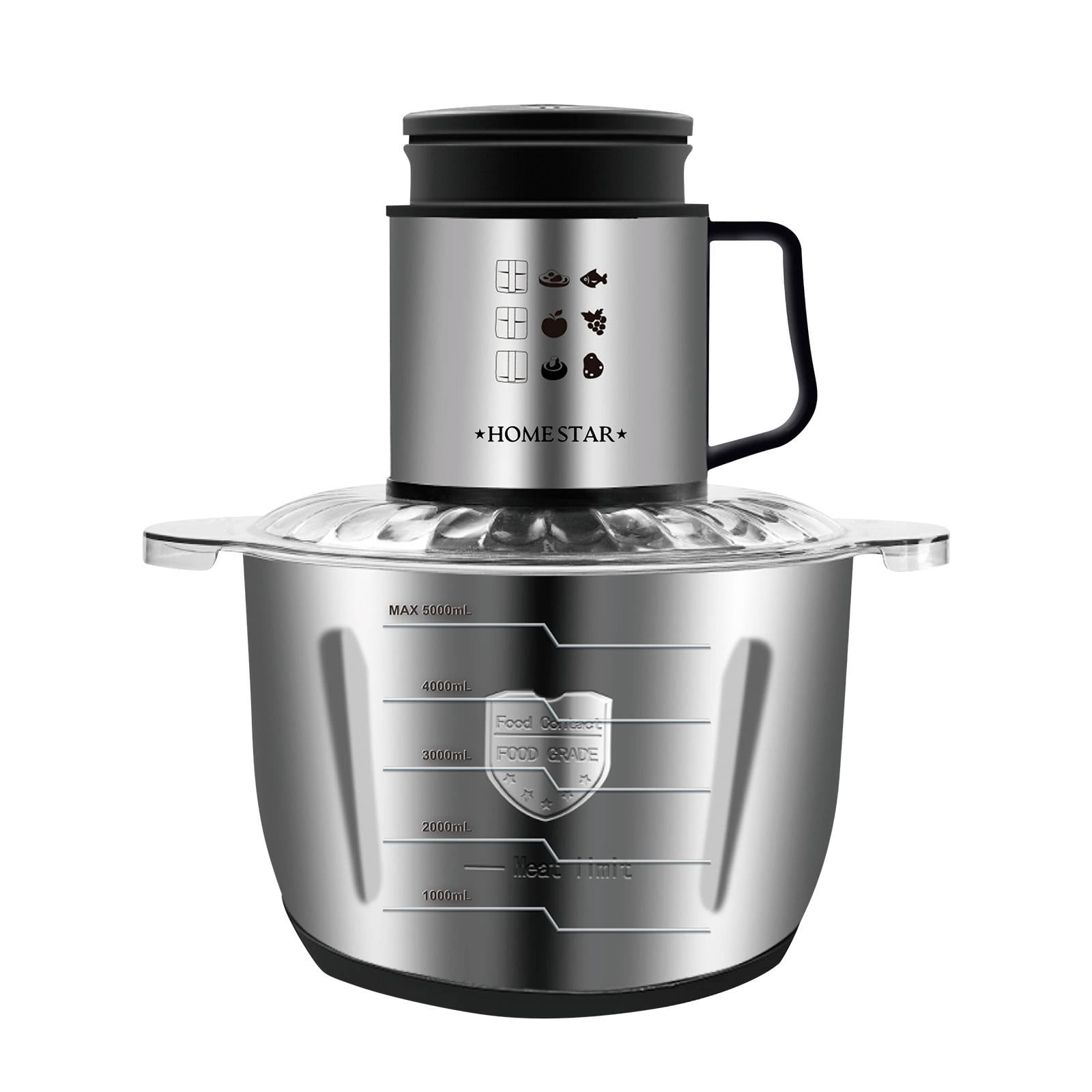 Hachoir Électrique 5 L en Inox pour Viande et Légumes Hachage Rapide-0