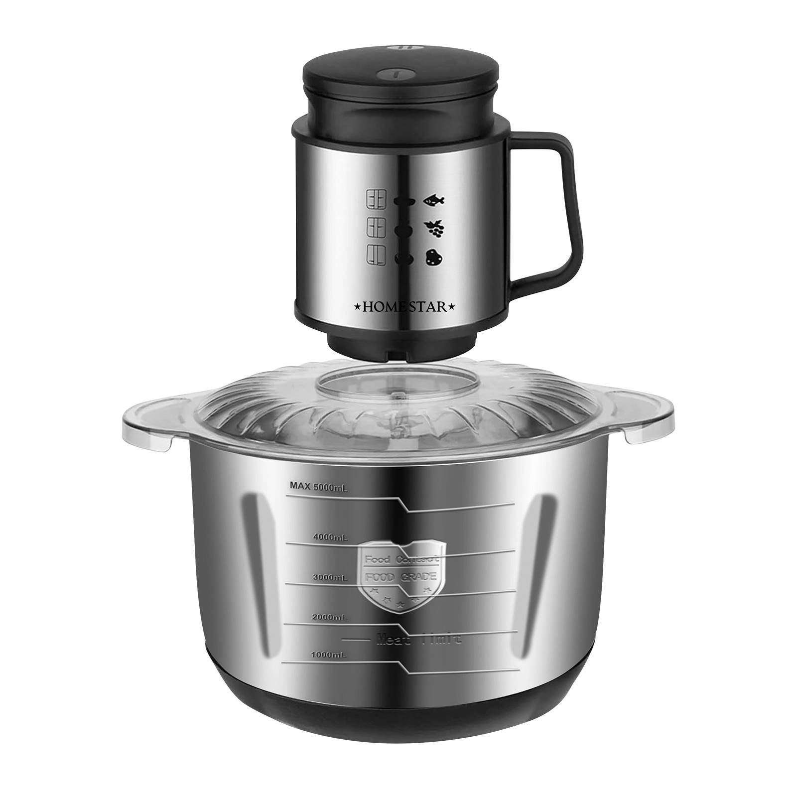 Hachoir Électrique 5 L en Inox pour Viande et Légumes Hachage Rapide-1