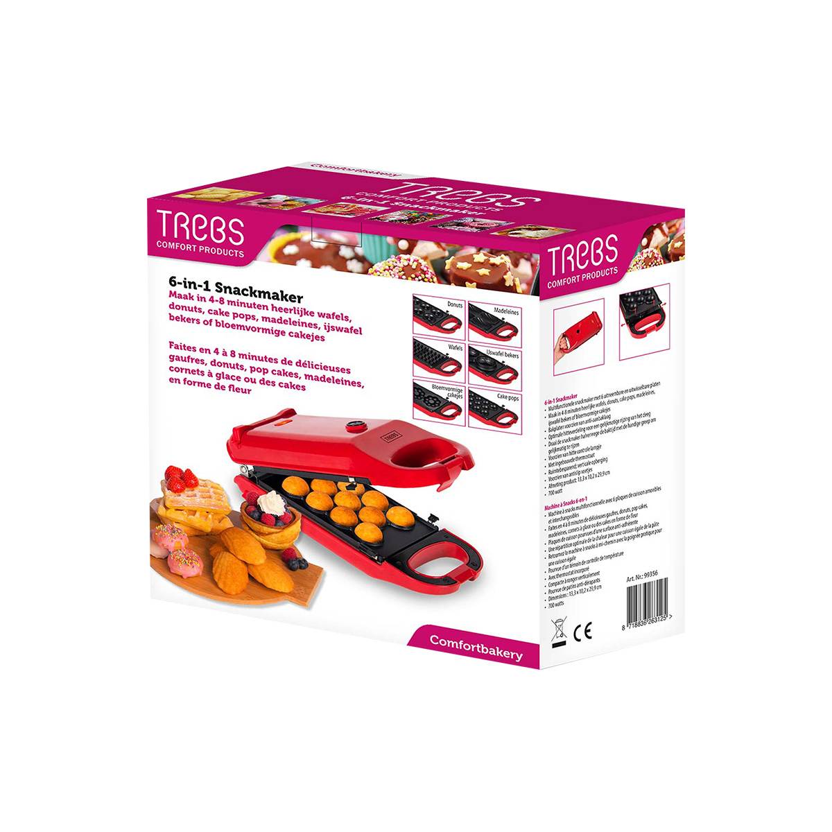 Appareil Multifonction 6-en-1 700W avec Plaques pour Gaufres et Beignets-4