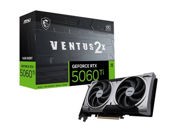 MSI VENTUS GeForce RTX 5060 TI 16G 2X OC PLUS NVIDIA 16 Go GDDR7