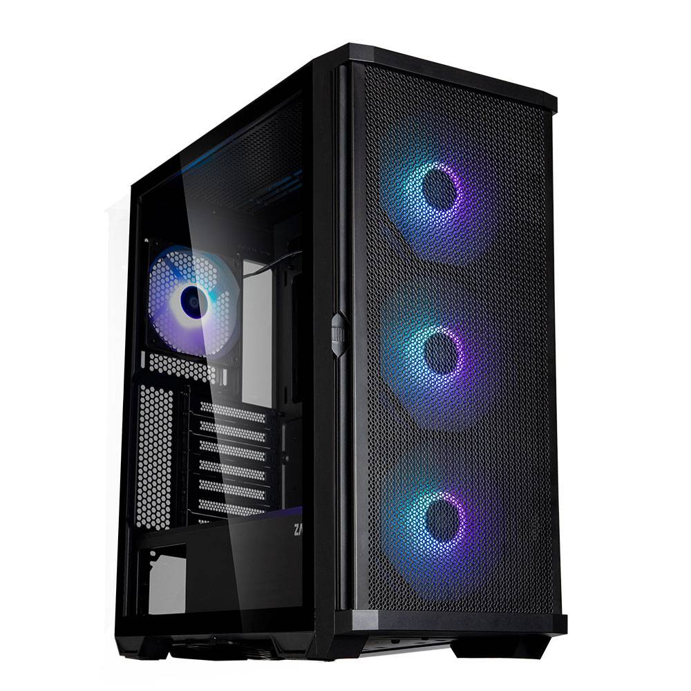 Zalman Z10 PLUS, Midi Tower, PC, Noir, ATX, Mini-ATX, Mini-ITX, Plastique, Acier, Verre trempé, Gaming-0
