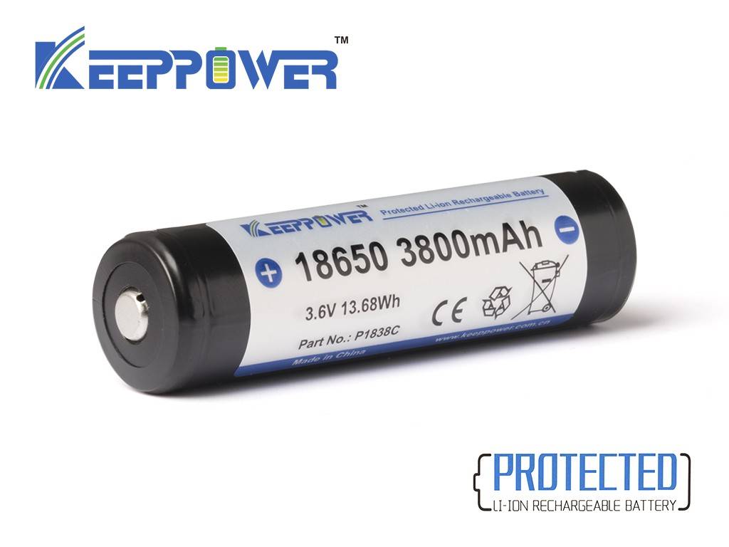 Batterie lithium-ion KEEPPOWER 18650, 3800 mAh, 3,7 V - 3,7 V, avec circuit de protection PCB/BMS (borne positive...-1