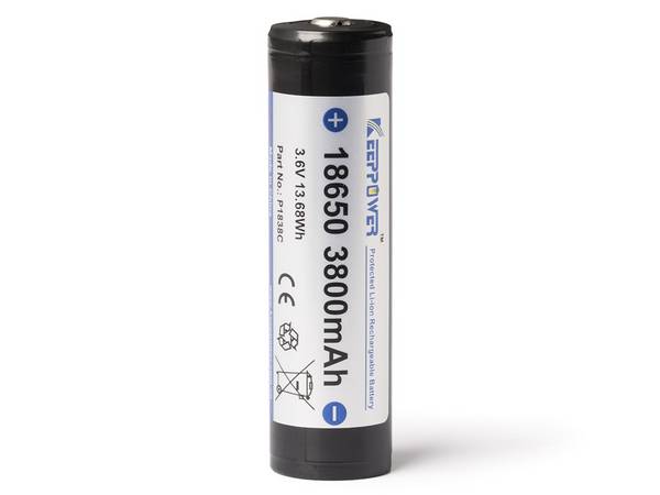 Batterie lithium-ion KEEPPOWER 18650, 3800 mAh, 3,7 V - 3,7 V, avec circuit de protection PCB/BMS (borne positive...