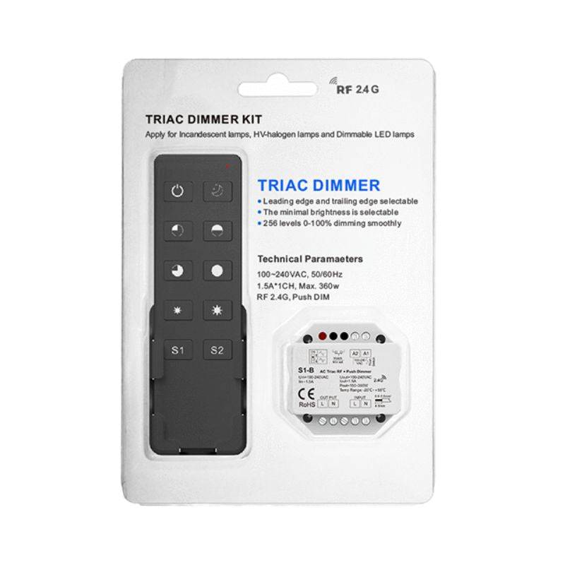 Kit Variateur LED 220V 360W TRIAC Dimmer + Push Dim avec Télécommande - Noir - SILAMP-2
