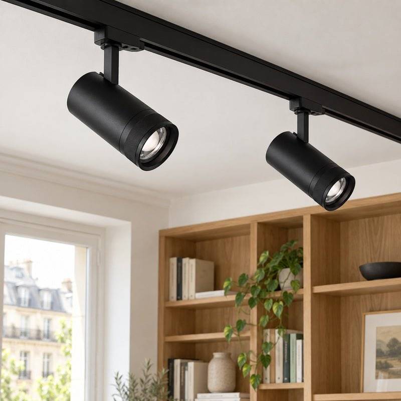 Spot LED sur Rail Noir Angle Ajustable Triphasé 30W 15-60° CCT TRIAC Dimmable - 3000K/4000K/6000K - SILAMP-1