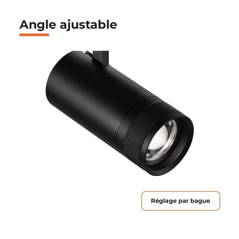 Spot LED sur Rail Noir Angle Ajustable Triphasé 30W 15-60° CCT TRIAC Dimmable - 3000K/4000K/6000K - SILAMP-3