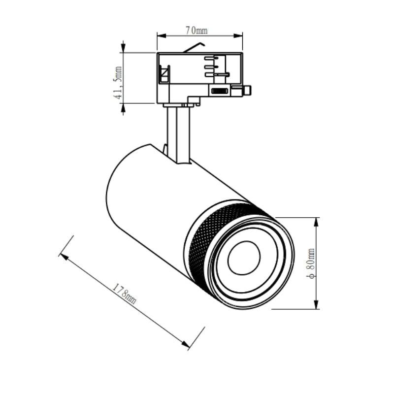 Spot LED sur Rail Noir Angle Ajustable Triphasé 30W 15-60° CCT TRIAC Dimmable - 3000K/4000K/6000K - SILAMP-4