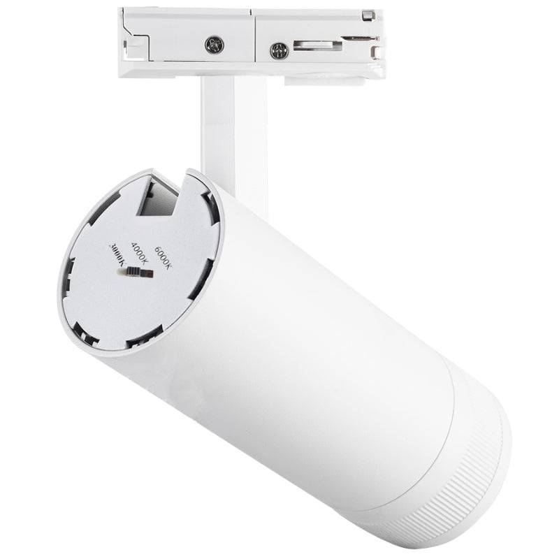 Spot LED sur Rail Blanc Angle Ajustable Monophasé 30W 15-60° CCT TRIAC Dimmable - 3000K/4000K/6000K - SILAMP-1