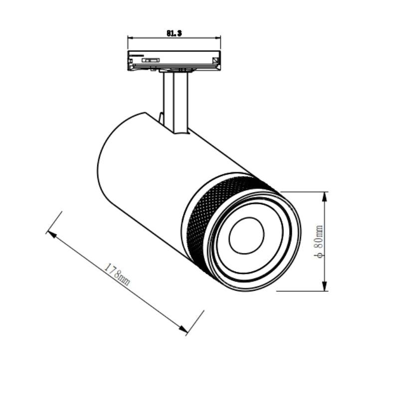 Spot LED sur Rail Blanc Angle Ajustable Monophasé 30W 15-60° CCT TRIAC Dimmable - 3000K/4000K/6000K - SILAMP-3