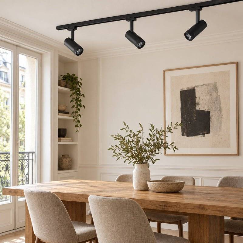 Spot LED sur Rail Noir Angle Ajustable Monophasé 30W 15-60° CCT TRIAC Dimmable - 3000K/4000K/6000K - SILAMP-1