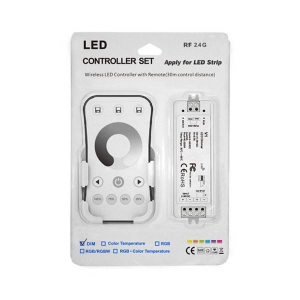 Kit Contrôleur LED Monocouleur RF 5-36V DC Max 8A avec Télécommande - Blanc - SILAMP
