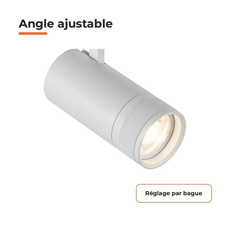 Spot LED sur Rail Blanc Angle Ajustable Triphasé 30W 15-60° CCT TRIAC Dimmable - 3000K/4000K/6000K - SILAMP-4