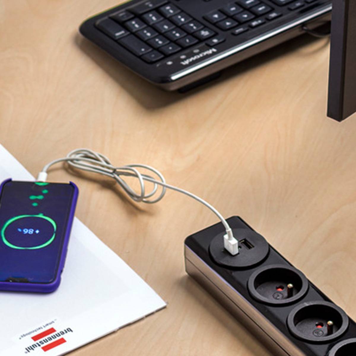 Multiprise 7 Voies Type E avec 2 USB avec Protection Parafoudre et Surtension-2