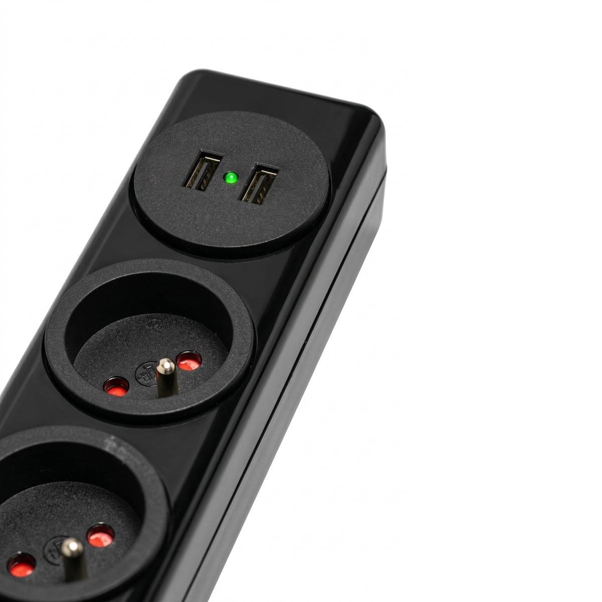 Multiprise 7 Voies Type E avec 2 USB avec Protection Parafoudre et Surtension-3