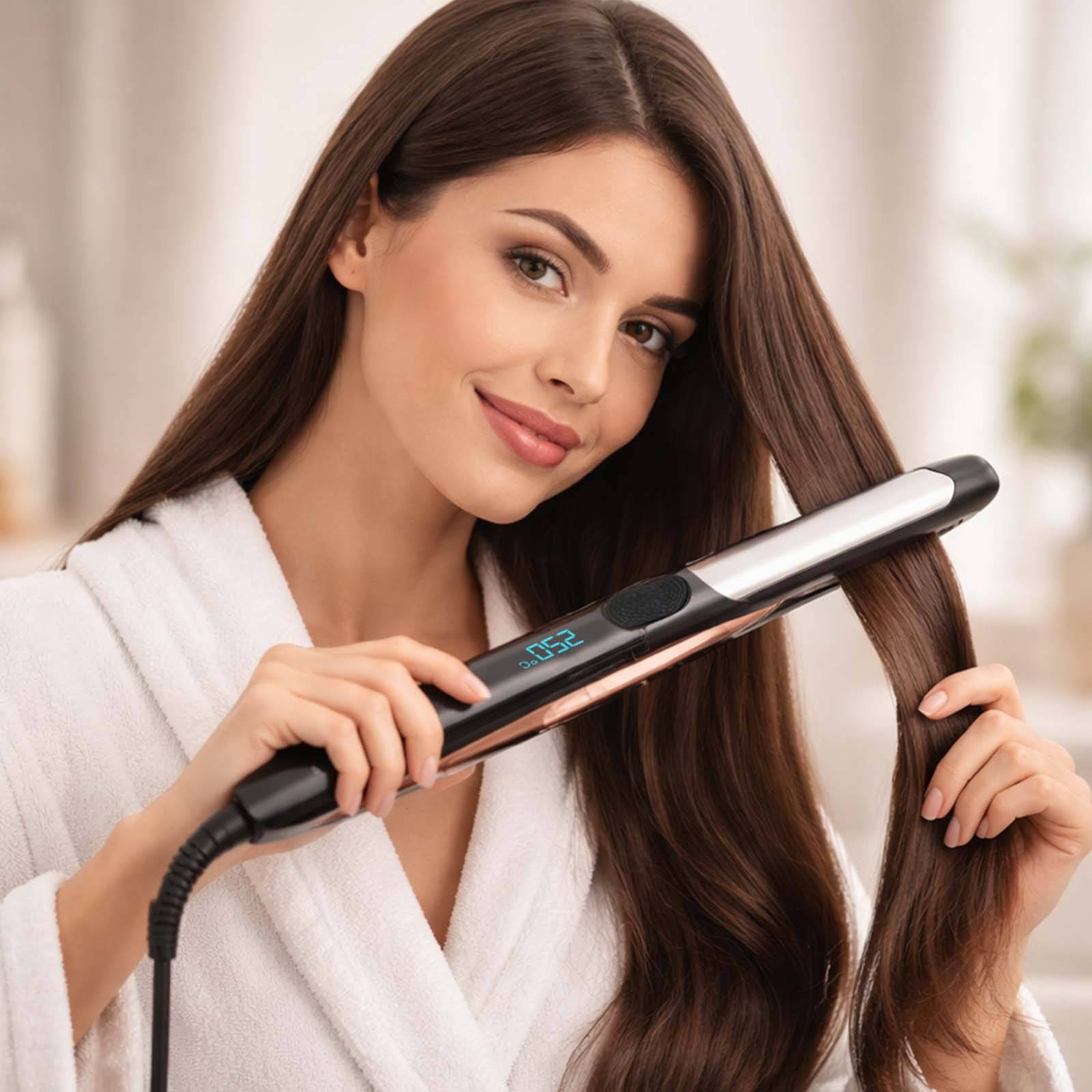 Lisseur Cheveux 65W avec Écran LED 6 Niveaux de Température Chauffage Rapide-2