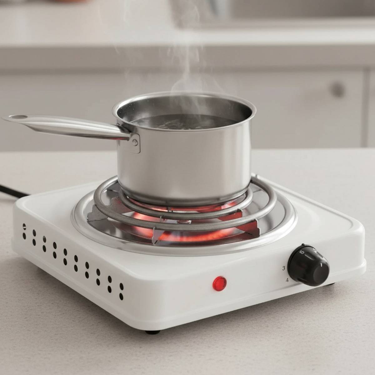 Réchaud Électrique Portable 1000W Plaque Chauffante 21cm Compact-3