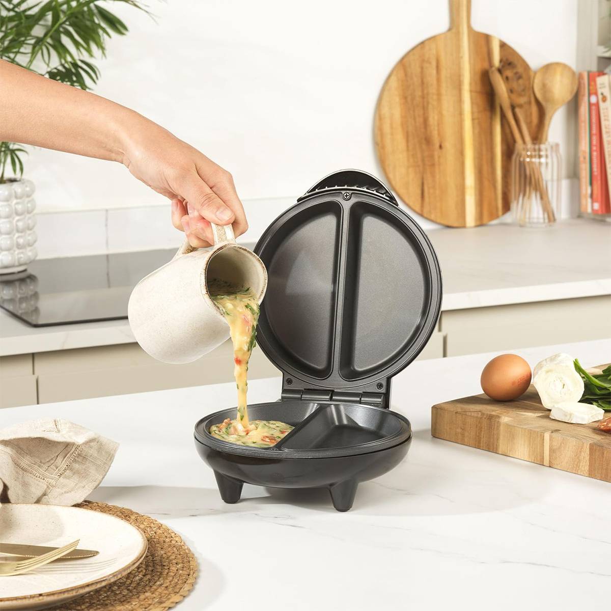 Appareil à Omelettes Double Zone 750 W avec Revêtement Antiadhésif-3