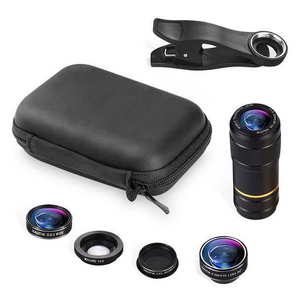 Kit Objectif Universel Smartphone Téléobjectif, Fisheye, Grand Angle, Macro