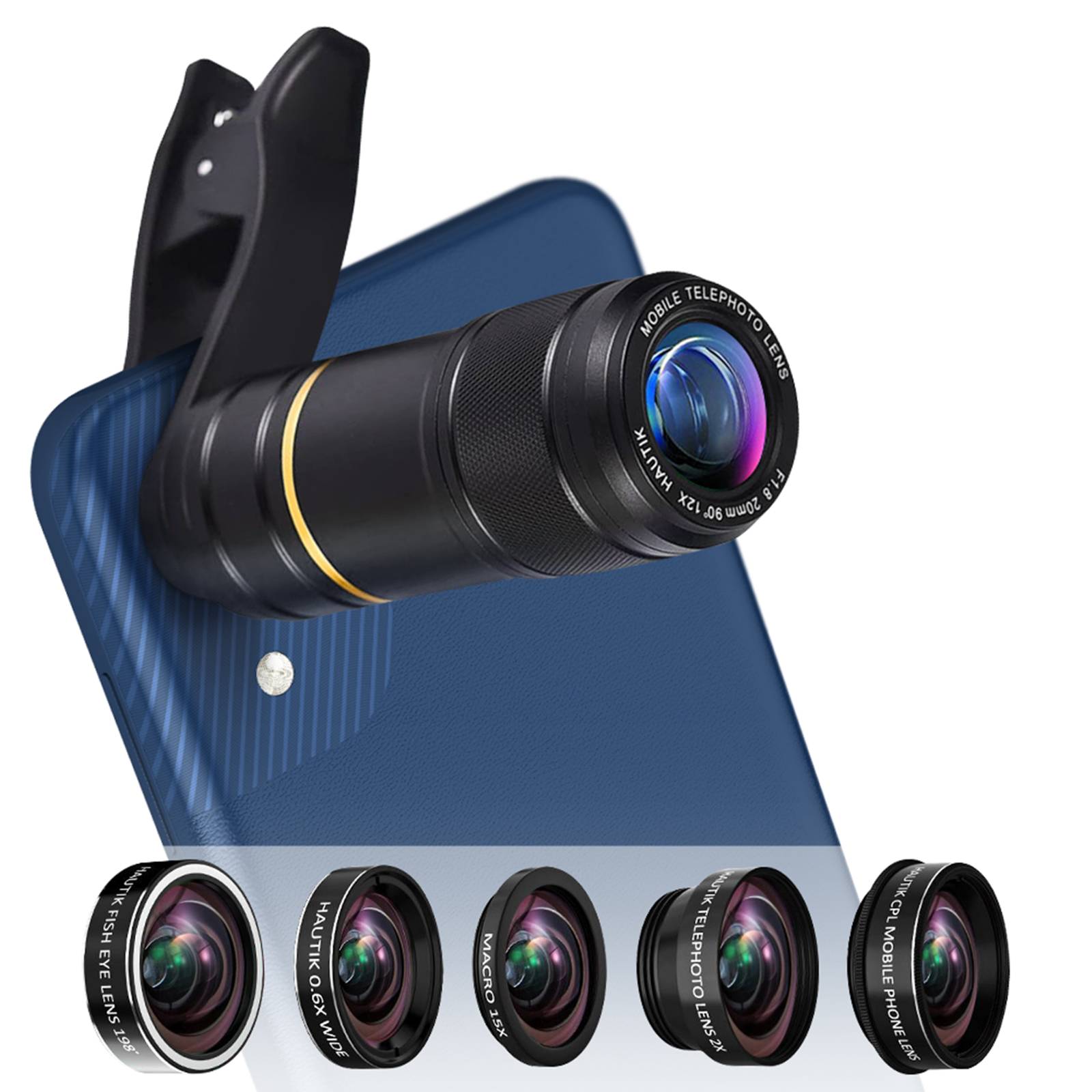 Kit Objectif Universel Smartphone Téléobjectif, Fisheye, Grand Angle, Macro-1