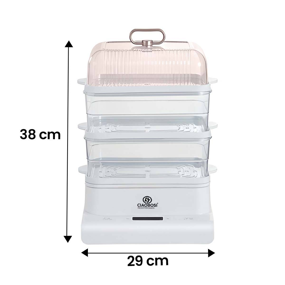 Cuiseur Vapeur Electrique 800W avec 3 Étages et Capacité Total 10L-3