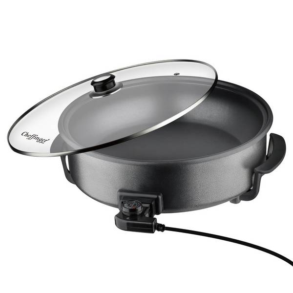 Cuiseur à Pizza Électrique 42cm 1500W Antiadhésif avec Thermostat Réglable