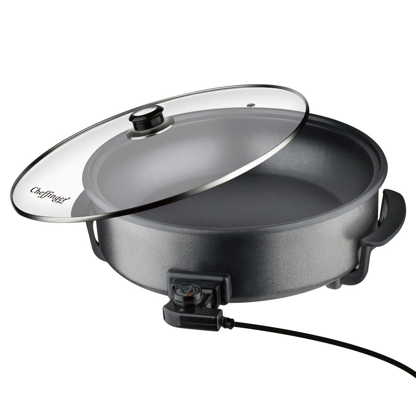 Cuiseur à Pizza Électrique 42cm 1500W Antiadhésif avec Thermostat Réglable-0