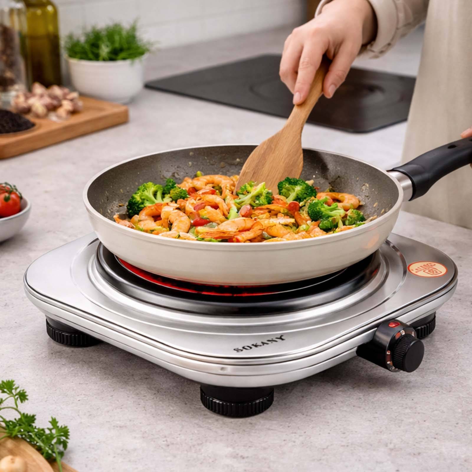 Plaque de Cuisson Électrique 1500W à 5 Niveaux de Puissance pour Cuire-2