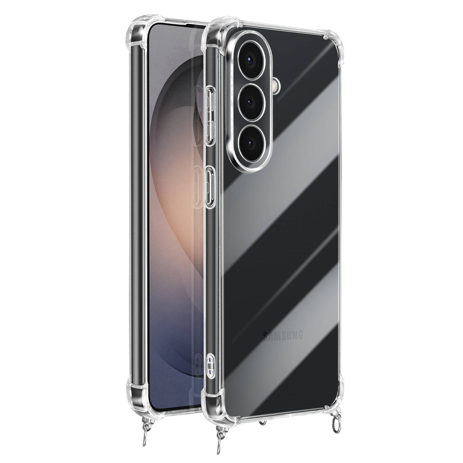 Coque pour Galaxy S26 Plus en Silicone avec Cordon en Nylon Tressé 70cm-1