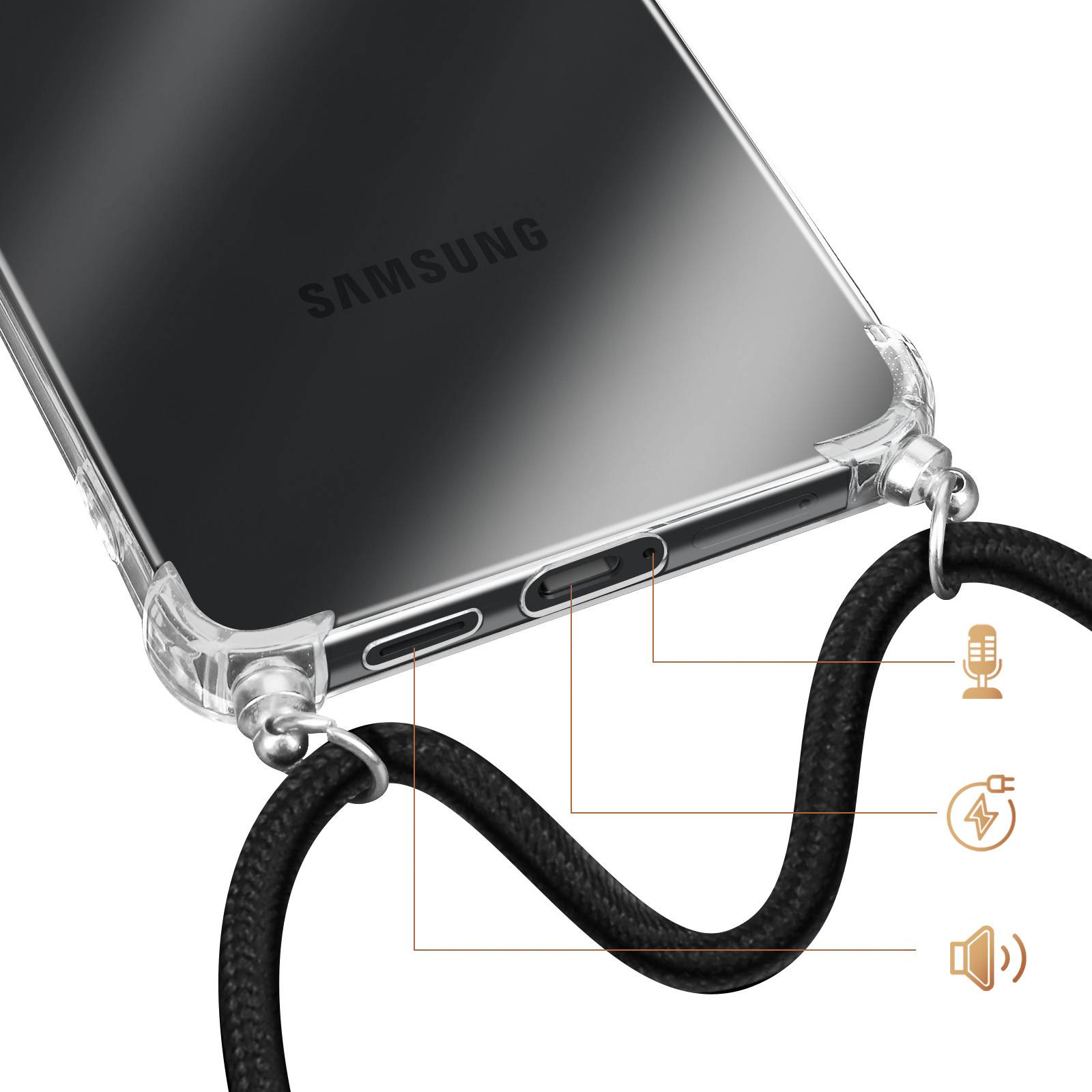 Coque pour Galaxy S26 Plus en Silicone avec Cordon en Nylon Tressé 70cm-3