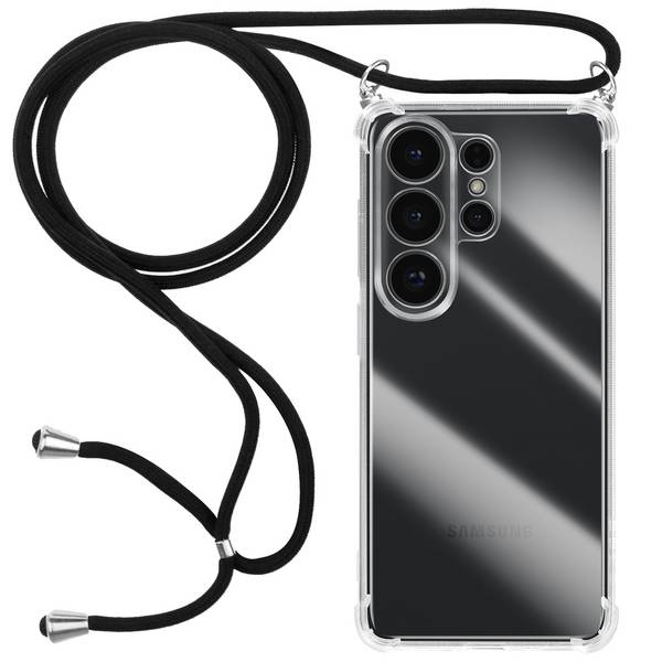 Coque pour Galaxy S26 Ultra en Silicone avec Cordon en Nylon Tressé 70cm
