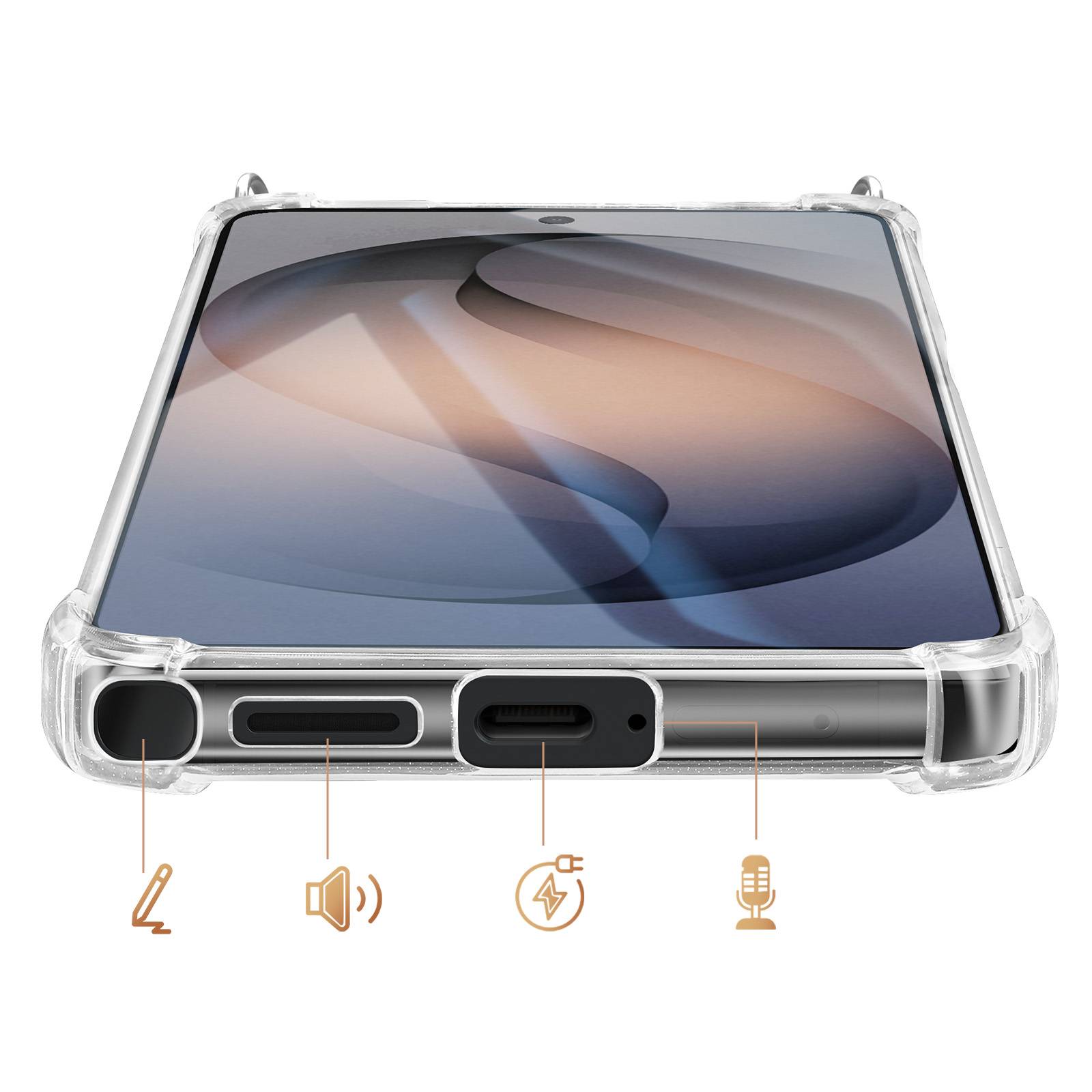 Coque pour Galaxy S26 Ultra en Silicone avec Cordon en Nylon Tressé 70cm-3