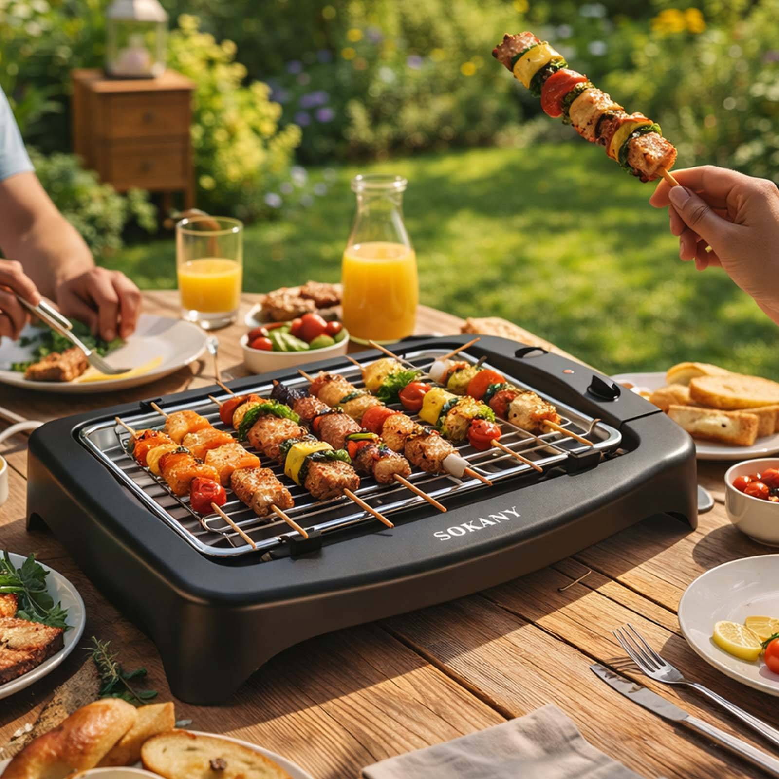 Barbecue Électrique 38cm 2200W Antiadhésif Thermostat Réglable-2