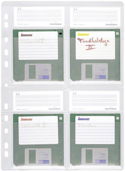 Durable Pochette de classeur pour disquette 4 disquettes 3,5 pouces plastique transparent 5 pc(s) (l x H) 210 mm x 297 m
