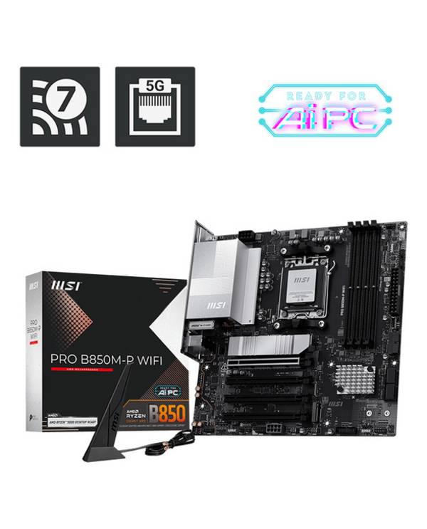 MSI PRO B850M-P WIFI, AMD, Emplacement AM5, AMD Ryzen 7000 Series, AMD Ryzen 8000 Series, AMD Ryzen 9000 Series, Emplace