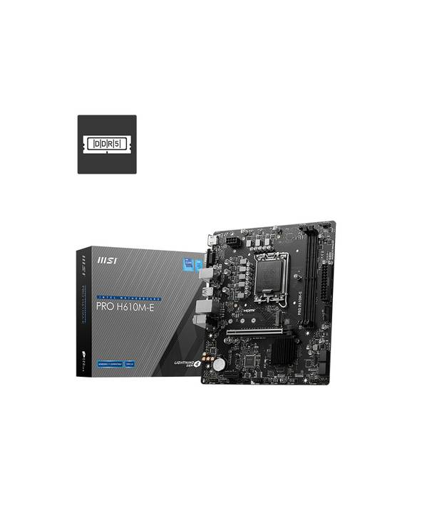 MSI PRO H610M-E, Intel, LGA 1700, Intel® Celeron®, Intel® Core™ i3, Intel® Core™ i5, Intel® Core™ i7, Intel® Core™ i9,..-0