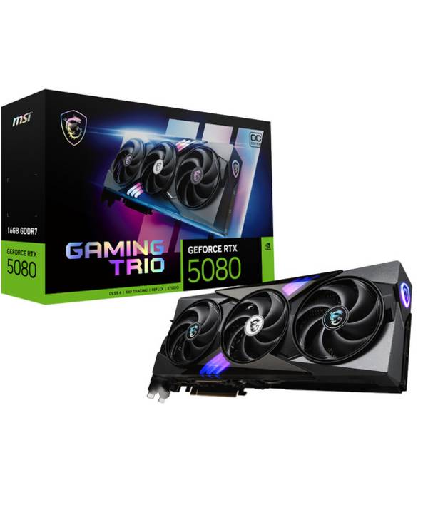 MSI GAMING GEFORCE RTX 5080 16G TRIO OC, GeForce RTX 5080, 16 Go, GDDR7, 256 bit, 7680 x 4320 pixels, PCI Express x16 5.