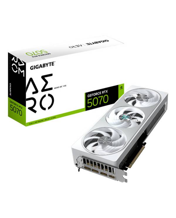 GIGABYTE GeForce RTX 5070 AERO OC 12G Carte Graphique - 12 Go GDDR7, 192 bits, PCI-E 5.0, 2625 MHz Core Clock, 3 x DP 2.