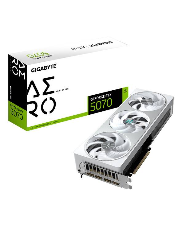 GIGABYTE GeForce RTX 5070 AERO OC 12G Carte Graphique - 12 Go GDDR7, 192 bits, PCI-E 5.0, 2625 MHz Core Clock, 3 x DP 2.-0