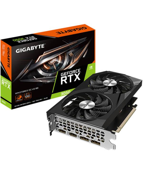 GIGABYTE GeForce RTX 3050 WINDFORCE OC V2 8G, GeForce RTX 3050, 8 Go, GDDR6, 128 bit, 7680 x 4320 pixels, PCI Express 4.