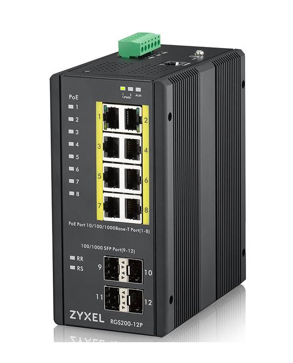 Zyxel RGS200-12P, Géré, L2, Gigabit Ethernet (10/100/1000), Connexion Ethernet, supportant l'alimentation via ce port (P-0