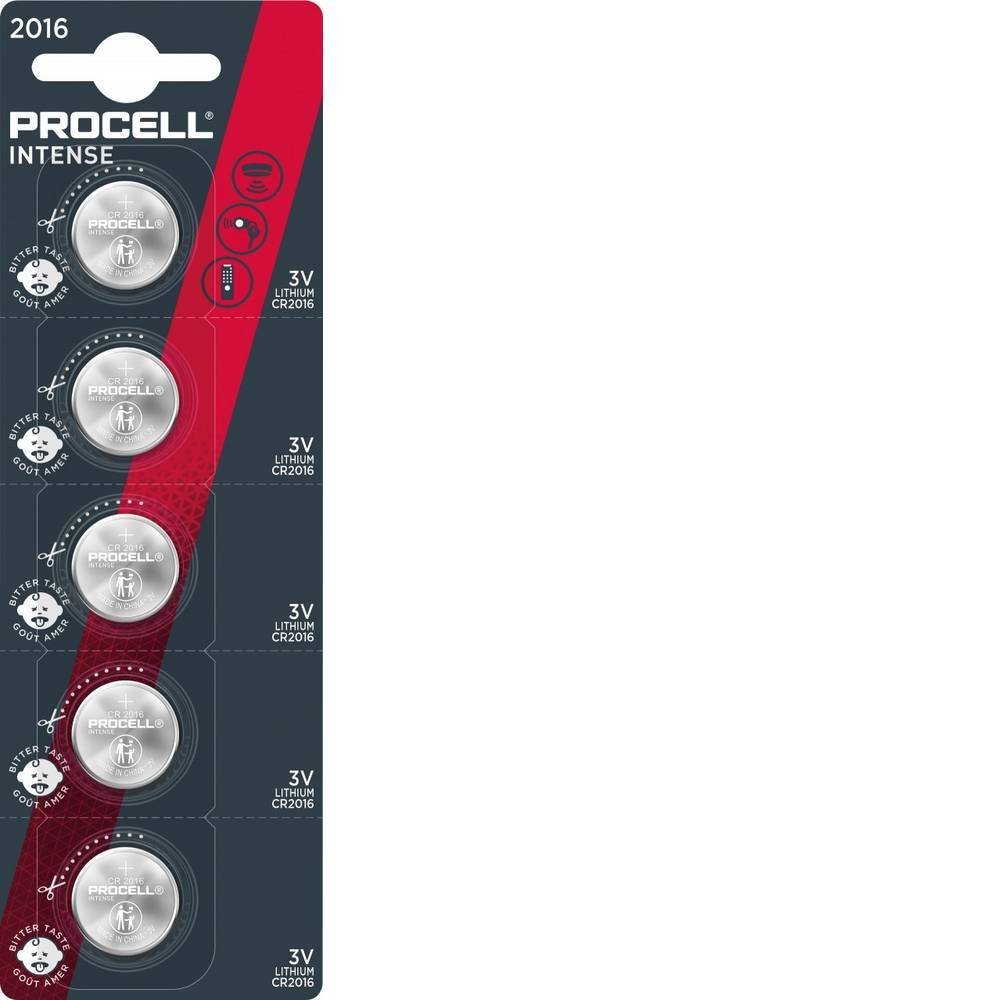 Pile Procell au lithium, pile bouton, CR2016, 3 V Intense, blister de vente au détail (paquet de 5)-0