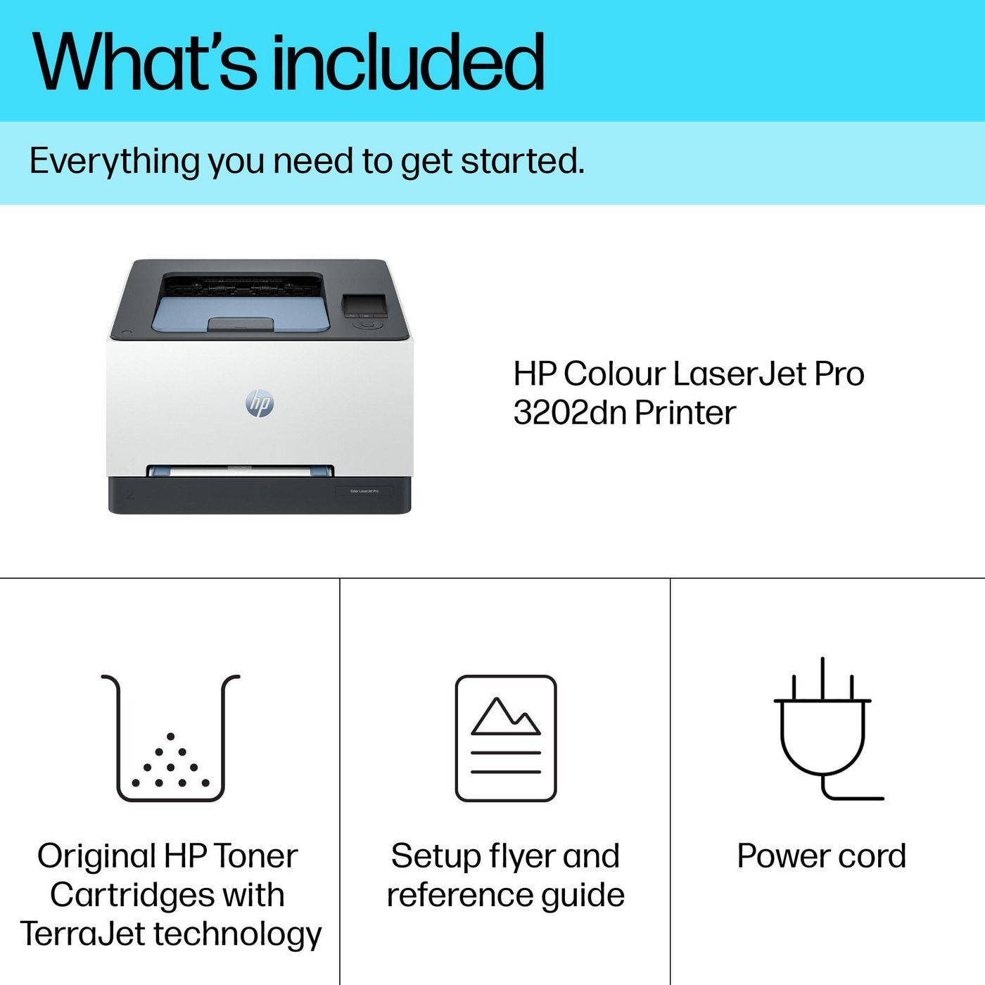HP Color LaserJet Pro 3202dn Printer colour Duplex laser A4 600x600dpi 25ppm mono 25ppm colour 251sheets LAN USB-4