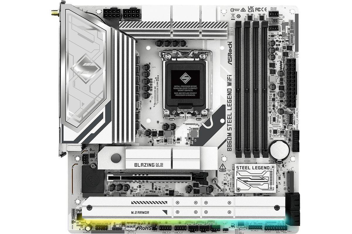 Asrock B860M Steel Legend WiFi, Intel, LGA 1851 (Socket V1), Intel Core Ultra (Series 2), DDR5-SDRAM, 256 Go, DIMM-0