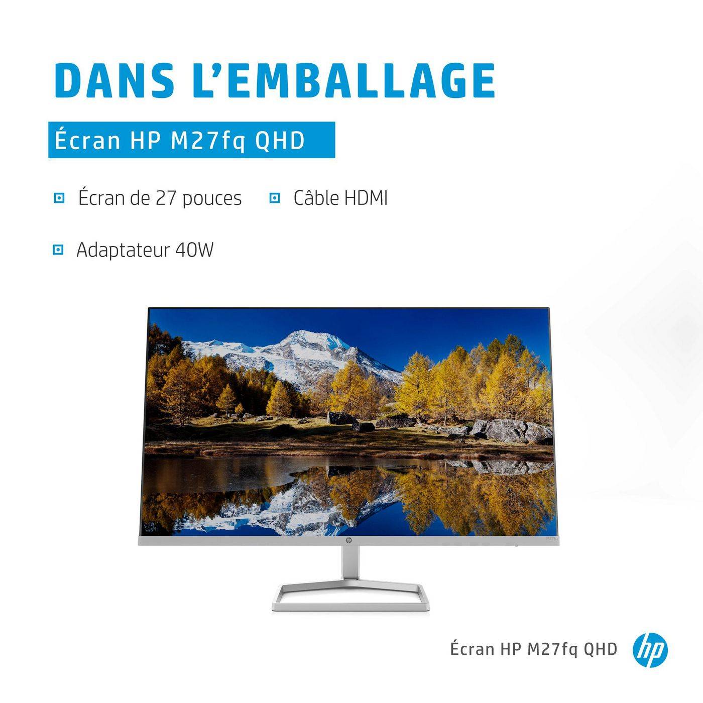 HP Écran QHD M27fq, 68,6 cm (27"), 2560 x 1440 pixels, Quad HD, LCD, 5 ms, Argent-6