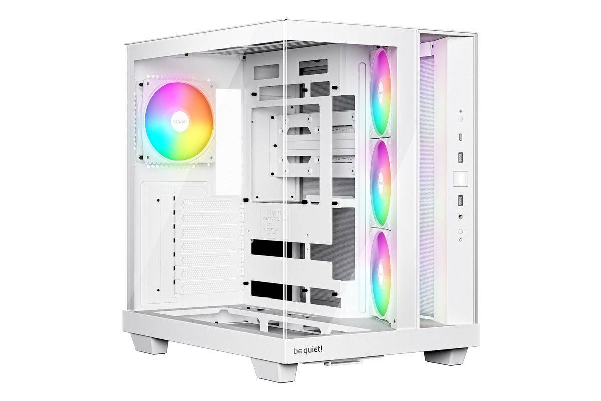 be quiet! Light Base 500 Blanc | Boîtier PC ARGB vitré, Mini ITX / Micro ATX / ATX, 4 ventilateurs Light Wings LX 120 mm-0