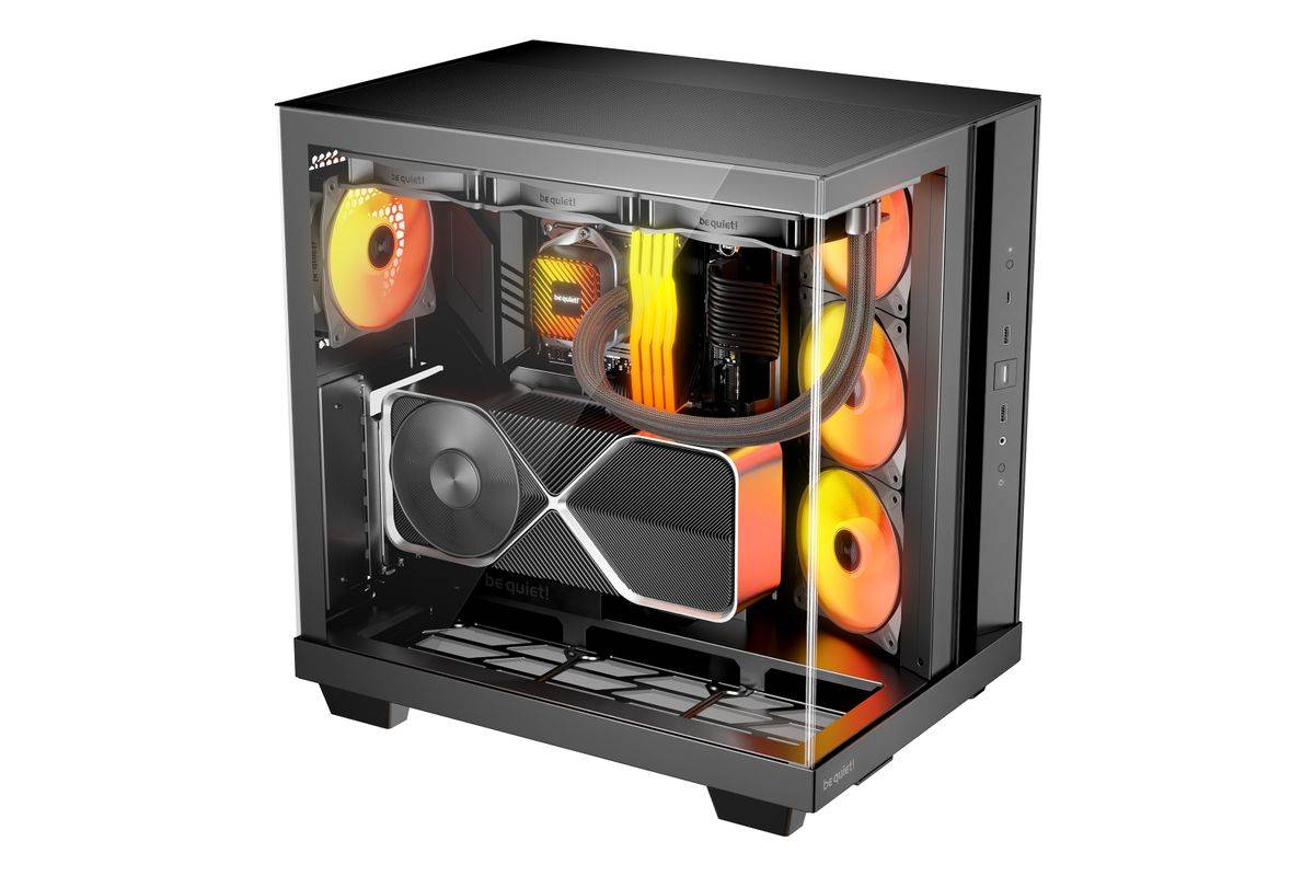 be quiet! Light Base 500 Noir | Boîtier PC ARGB vitré, Mini ITX / Micro ATX / ATX, 4 ventilateurs Light Wings LX 120 mm,-1