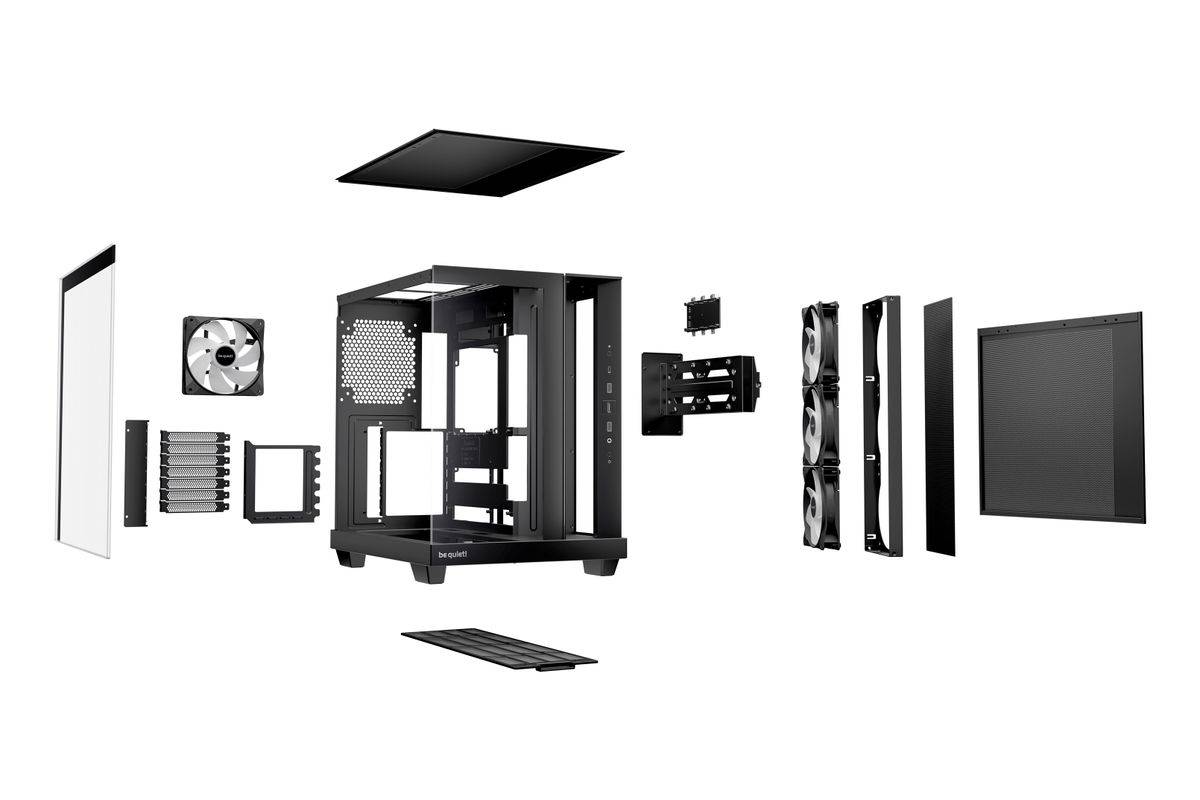 be quiet! Light Base 500 Noir | Boîtier PC ARGB vitré, Mini ITX / Micro ATX / ATX, 4 ventilateurs Light Wings LX 120 mm,-2