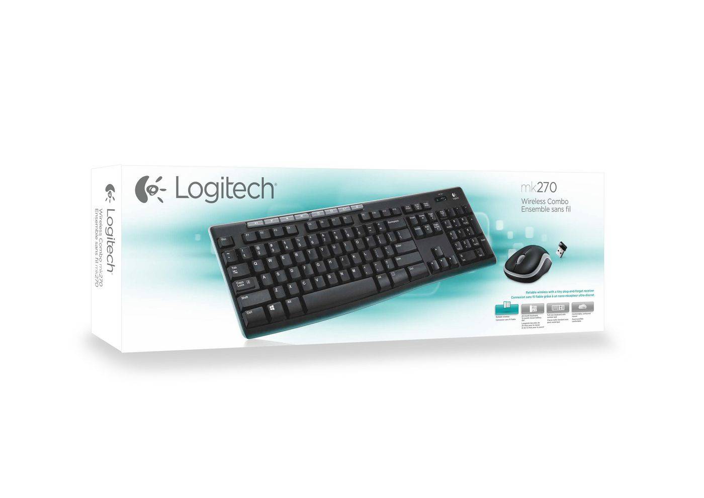Logitech Wireless Combo MK270 USB Kit souris + clavier touches multimédia français, AZERTY noir-3